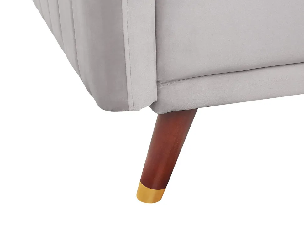 Velvet Fabric Sofa Bed Light Grey Senja