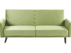 Velvet Fabric Sofa Bed Olive Green Senja
