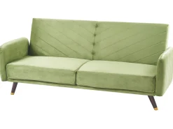 Velvet Fabric Sofa Bed Olive Green Senja