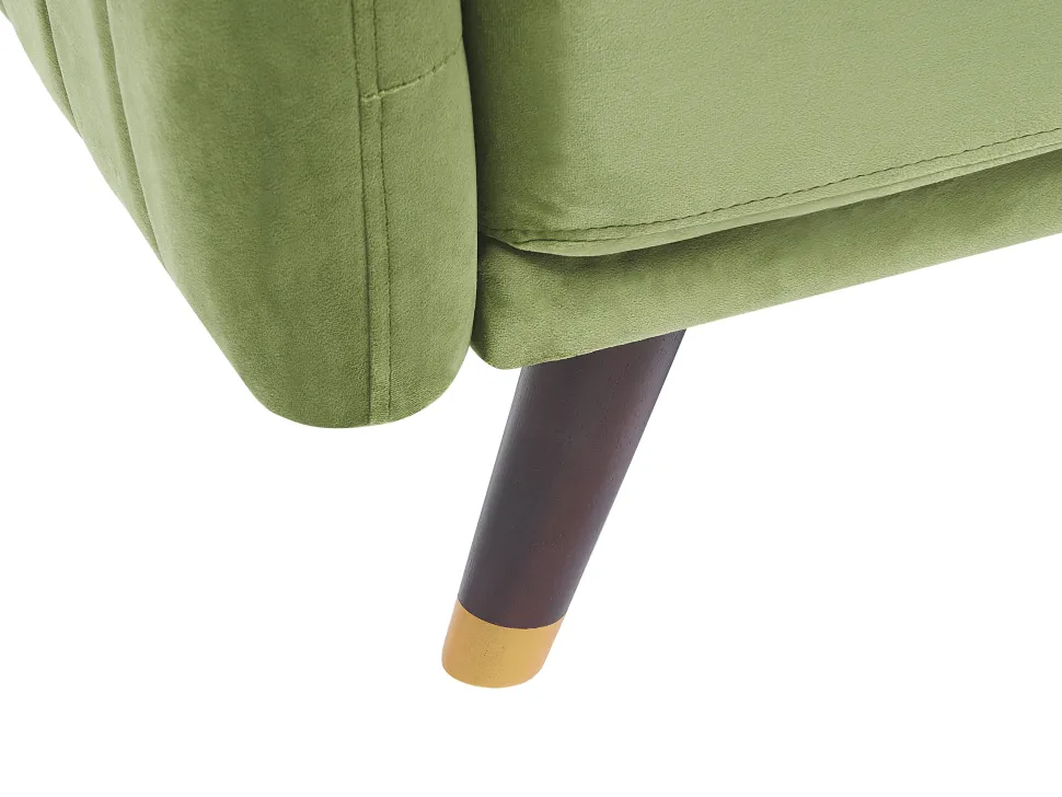Velvet Fabric Sofa Bed Olive Green Senja