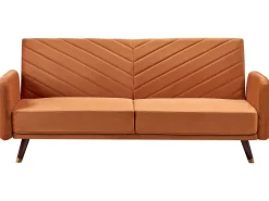 Velvet Fabric Sofa Bed Orange Senja