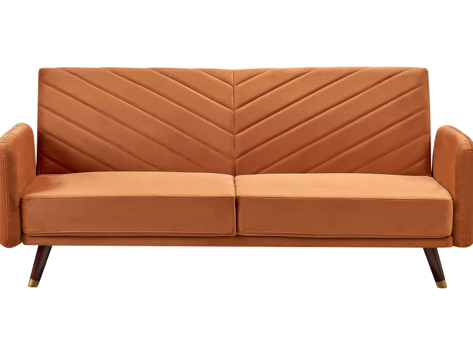 Velvet Fabric Sofa Bed Orange Senja