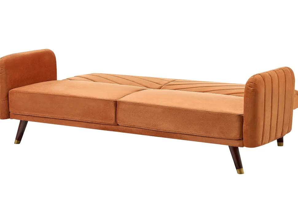 Velvet Fabric Sofa Bed Orange Senja
