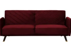 Velvet Fabric Sofa Bed Red Senja