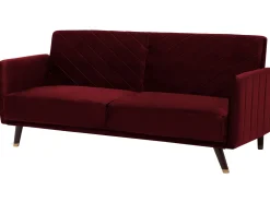 Velvet Fabric Sofa Bed Red Senja