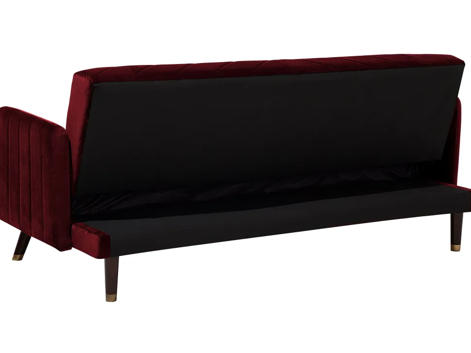 Velvet Fabric Sofa Bed Red Senja