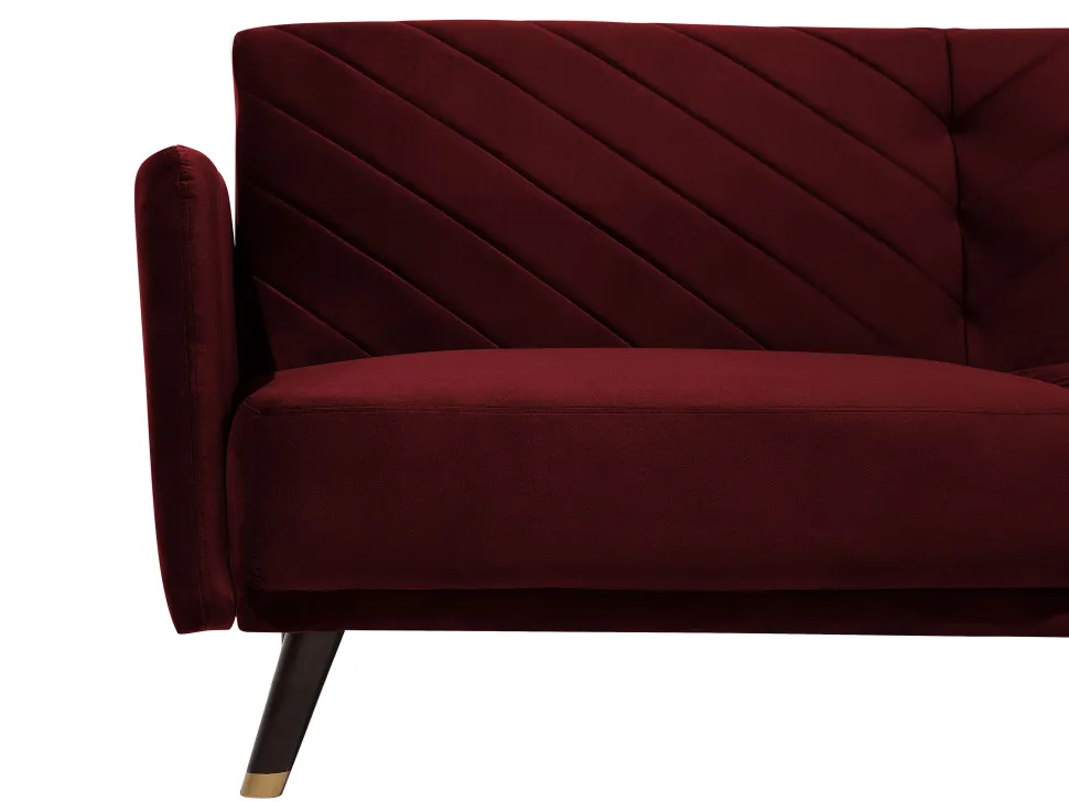 Velvet Fabric Sofa Bed Red Senja
