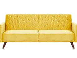 Velvet Fabric Sofa Bed Yellow Senja