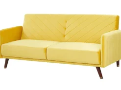 Velvet Fabric Sofa Bed Yellow Senja