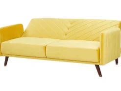 Velvet Fabric Sofa Bed Yellow Senja