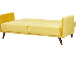 Velvet Fabric Sofa Bed Yellow Senja