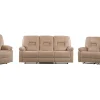 Velvet Led Electric Recliner Living Room Set With Usb Port Beige Bergen