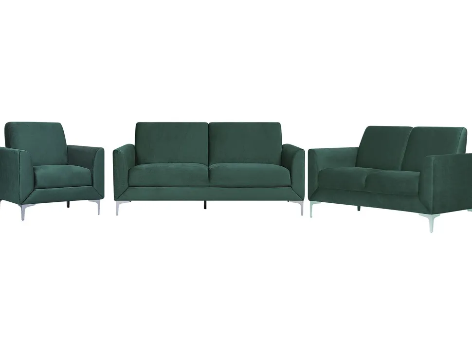 Velvet Living Room Set Green Fenes
