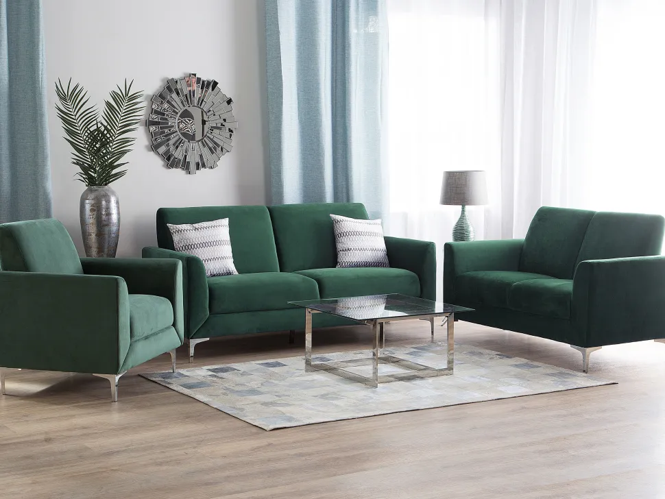 Velvet Living Room Set Green Fenes