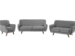 Velvet Living Room Set Grey Bodo