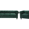 Velvet Living Room Set Green Chesterfield