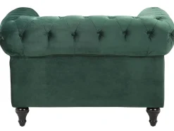 Velvet Living Room Set Green Chesterfield