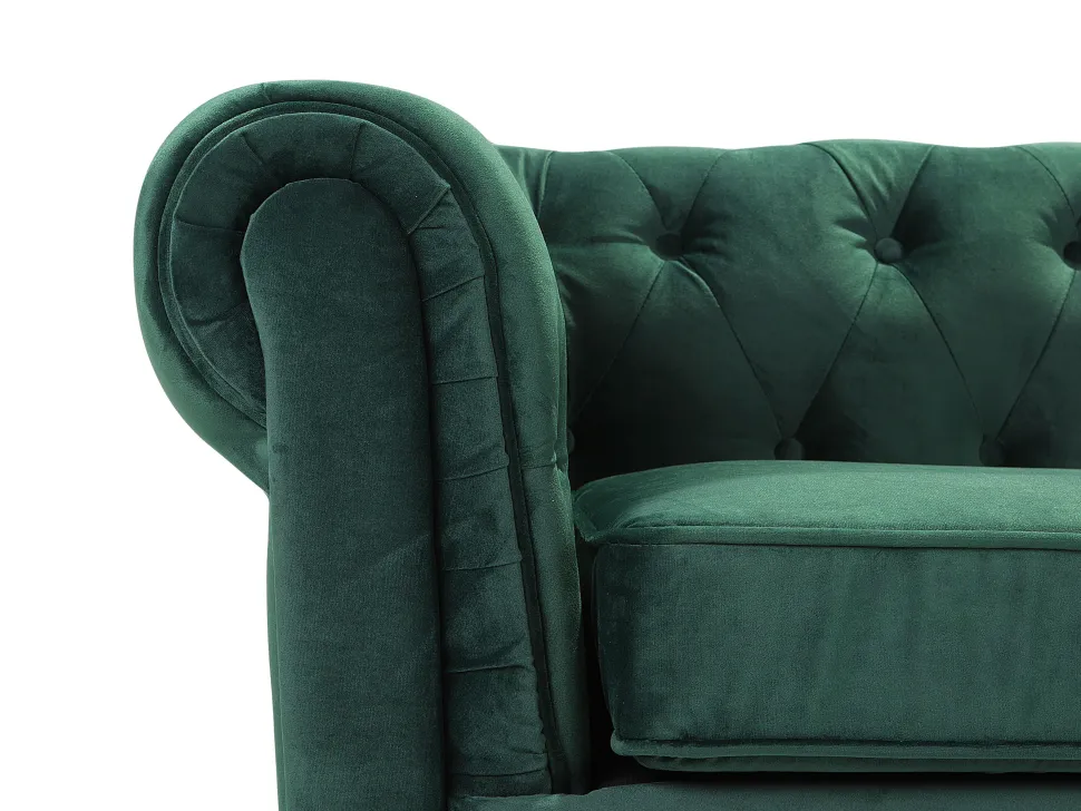 Velvet Living Room Set Green Chesterfield