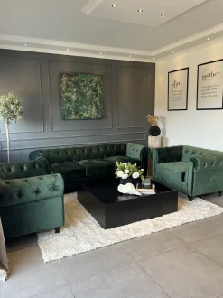Velvet Living Room Set Green Chesterfield