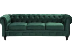 Velvet Living Room Set Green Chesterfield