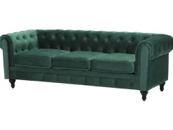 Velvet Living Room Set Green Chesterfield