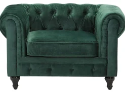 Velvet Living Room Set Green Chesterfield