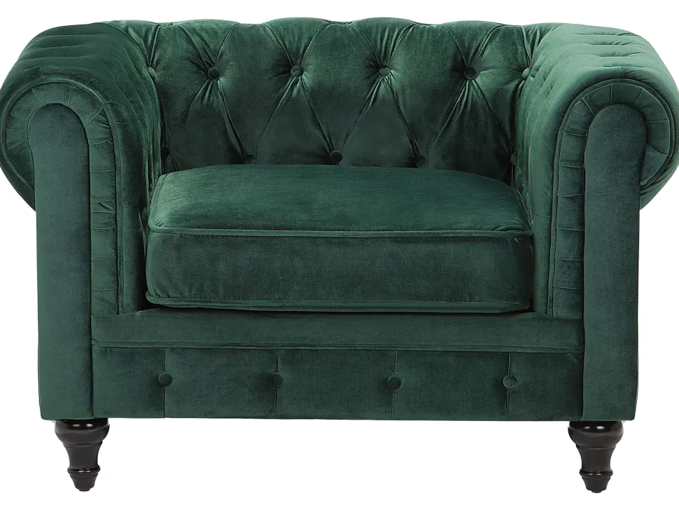 Velvet Living Room Set Green Chesterfield