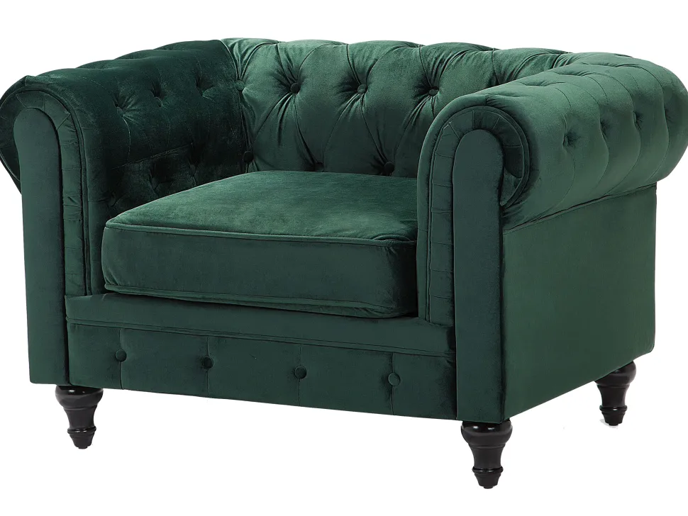 Velvet Living Room Set Green Chesterfield