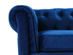 Velvet Living Room Set Navy Blue Chesterfield