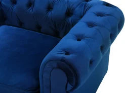 Velvet Living Room Set Navy Blue Chesterfield