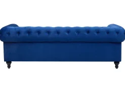 Velvet Living Room Set Navy Blue Chesterfield