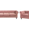 Velvet Living Room Set Pink Chesterfield