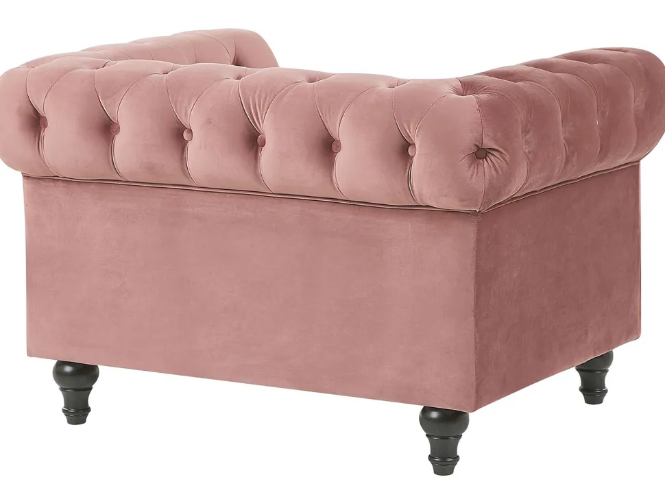 Velvet Living Room Set Pink Chesterfield