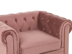 Velvet Living Room Set Pink Chesterfield