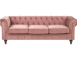 Velvet Living Room Set Pink Chesterfield