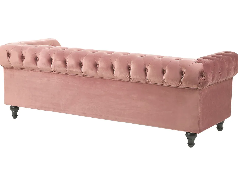 Velvet Living Room Set Pink Chesterfield