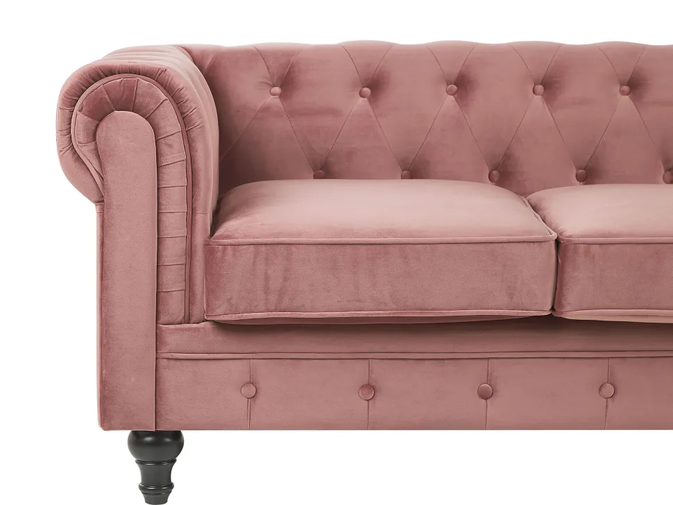 Velvet Living Room Set Pink Chesterfield