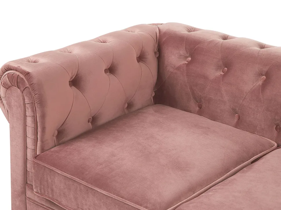 Velvet Living Room Set Pink Chesterfield