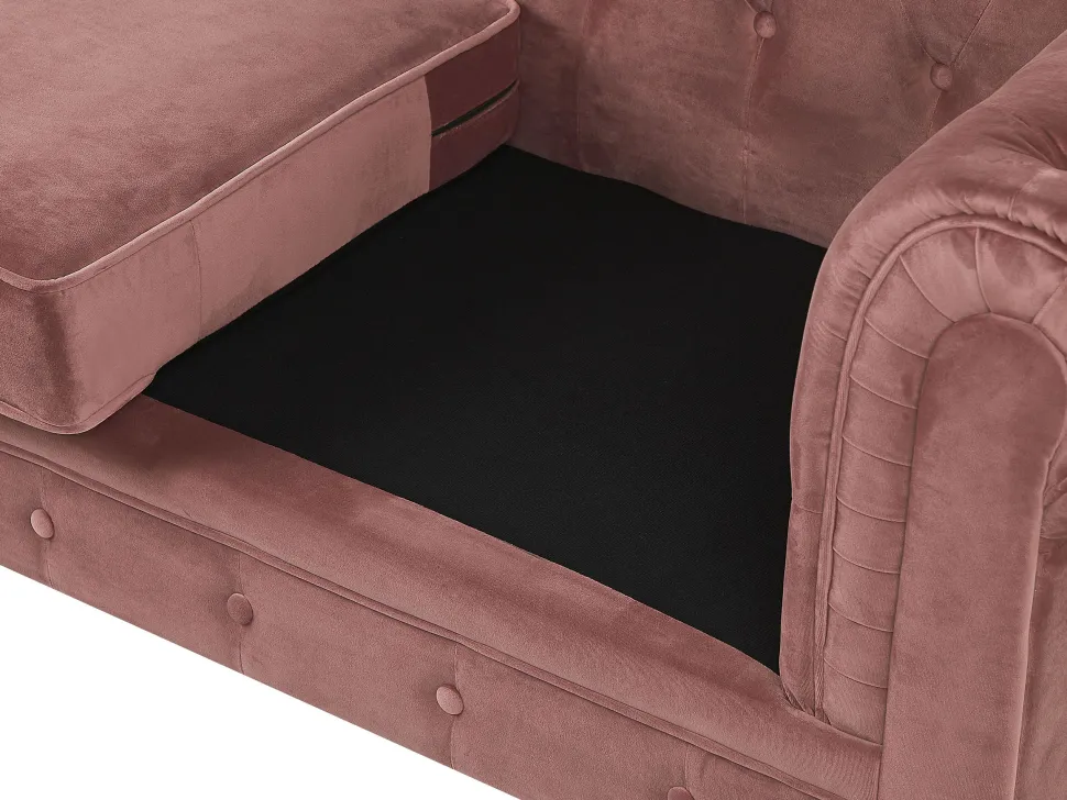 Velvet Living Room Set Pink Chesterfield