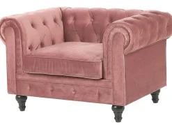 Velvet Living Room Set Pink Chesterfield