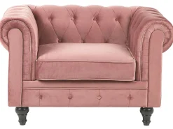 Velvet Living Room Set Pink Chesterfield