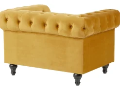 Velvet Living Room Set Yellow Chesterfield