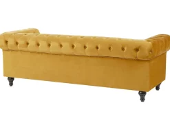 Velvet Living Room Set Yellow Chesterfield