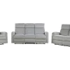 Velvet Manual Recliner Living Room Set Light Grey Verdal