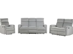Velvet Manual Recliner Living Room Set Light Grey Verdal
