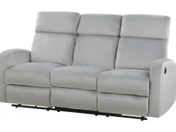 Velvet Manual Recliner Living Room Set Light Grey Verdal