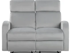Velvet Manual Recliner Living Room Set Light Grey Verdal