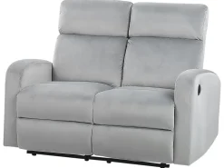 Velvet Manual Recliner Living Room Set Light Grey Verdal