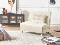 Velvet Single Sofa Bed Cream Farris