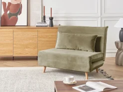 Velvet Single Sofa Bed Olive Green Setten